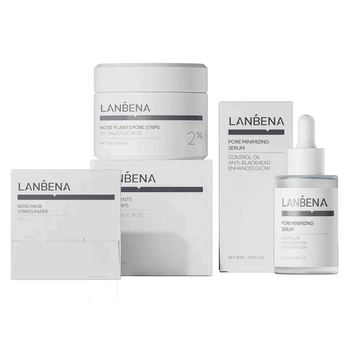 LANBENA Blackhead Removal Serum Kit Pore Shrinking Nose Strips Skin Repair Cream Remove Freckles