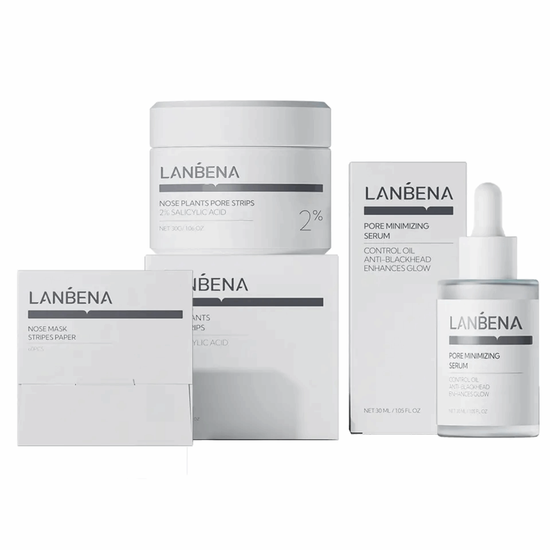 LANBENA Blackhead Removal Serum Kit Pore Shrinking Nose Strips Skin Repair Cream Remove Freckles