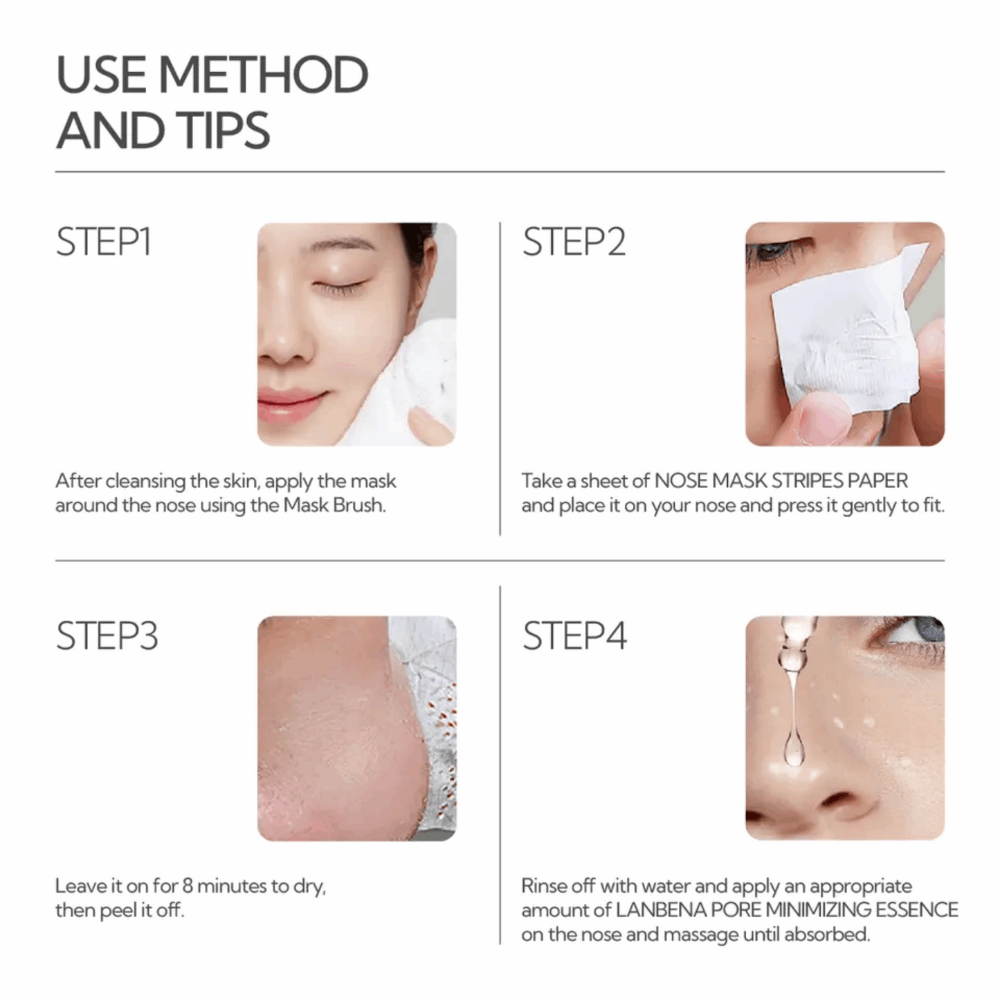 LANBENA Blackhead Removal Serum Kit Pore Shrinking Nose Strips Skin Repair Cream Remove Freckles