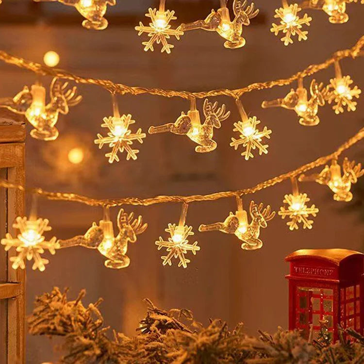 Luminous snowflake garland for 2024 Christmas tree.