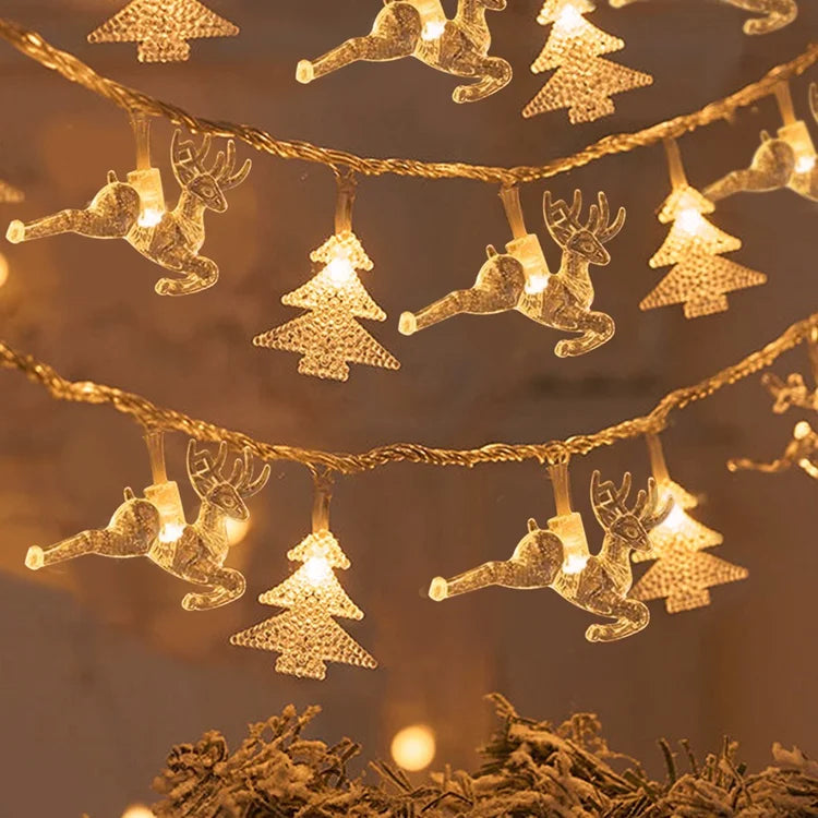 Luminous snowflake garland for 2024 Christmas tree.