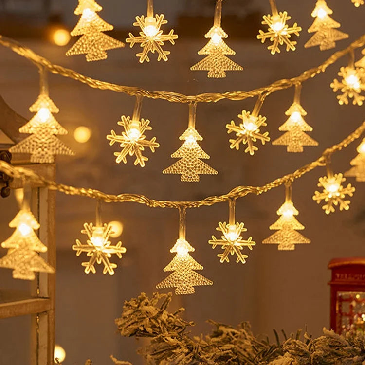 Luminous snowflake garland for 2024 Christmas tree.