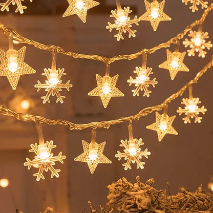 Luminous snowflake garland for 2024 Christmas tree.