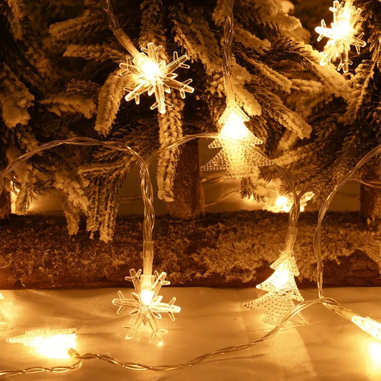 Luminous snowflake garland for 2024 Christmas tree.