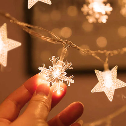 Luminous snowflake garland for 2024 Christmas tree.